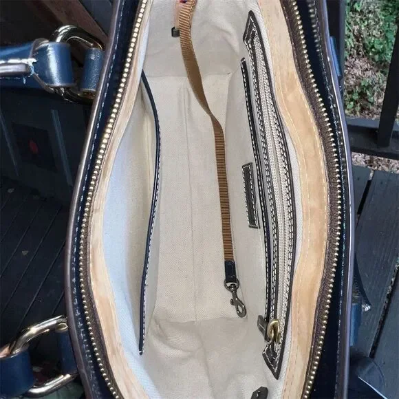 DOONEY & Bourke Leather Handbag Selleria Jayne Navy Leather Satchel Bag & Wallet - Picture 5 of 8